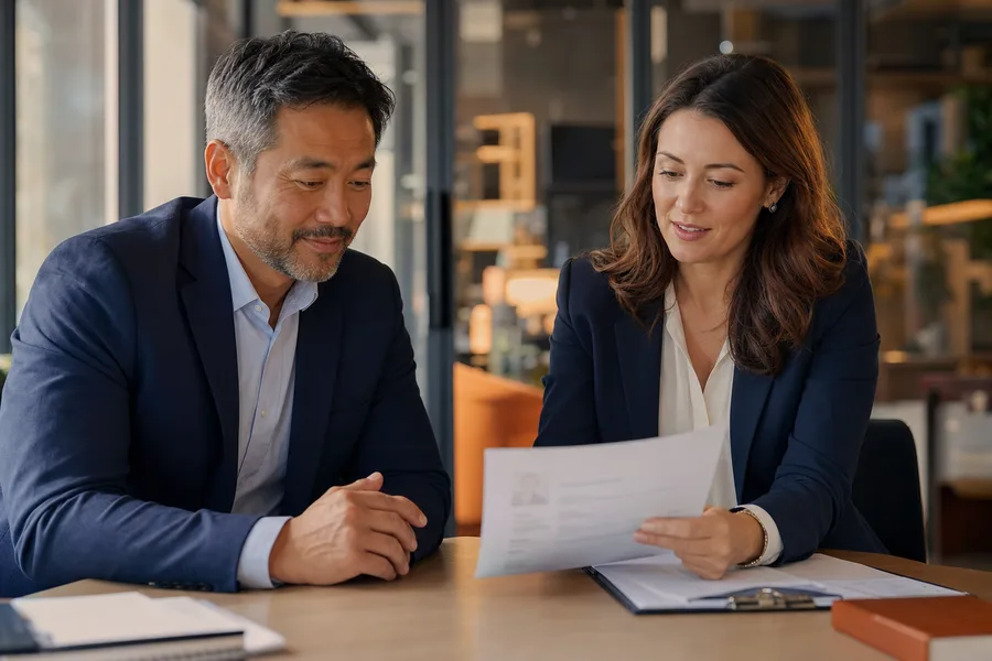 Finance and accounting staffing professionals in a candidate meeting